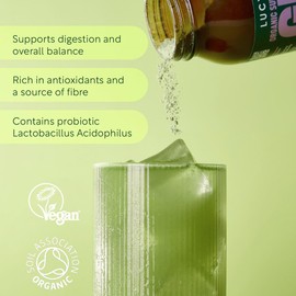Organic Gut Balance Powder 125g (25 Servings), 10 Billion Live Probiotic Cultures & Digestive Enzymes, Vegan High Fibre Gut Health Supplement with Baobab, Flaxseed & Dandelion Root