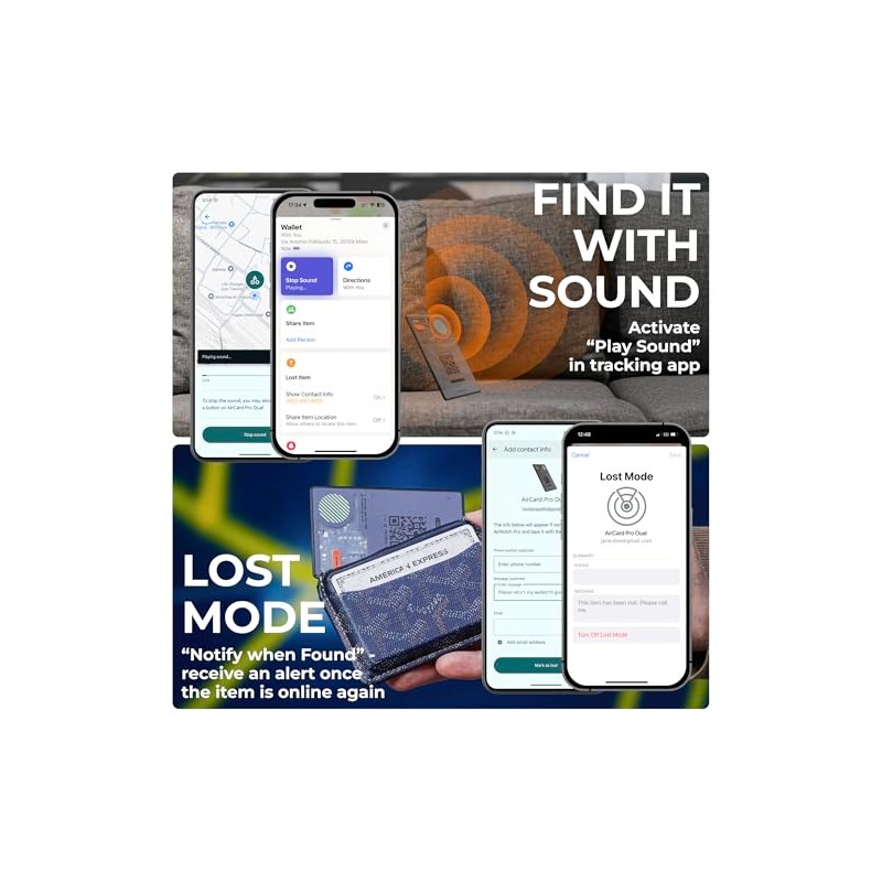 Rolling Square AirCard Pro Dual - Rastreador de portafolios Bluetooth