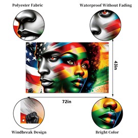 Juneteenth Photo Backdrop Happy Juneteenth Banner Pan African American 19th June 1865 Decorations and Supplies for Home (43 X 71 Inch)