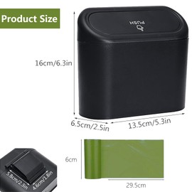 Rynvarl Car Trash Can with Lid - Hanging Leak Proof Ideal for Front Seat/Back Seat - SUV Truck - With 3 Rolls Disposable Trash Bags