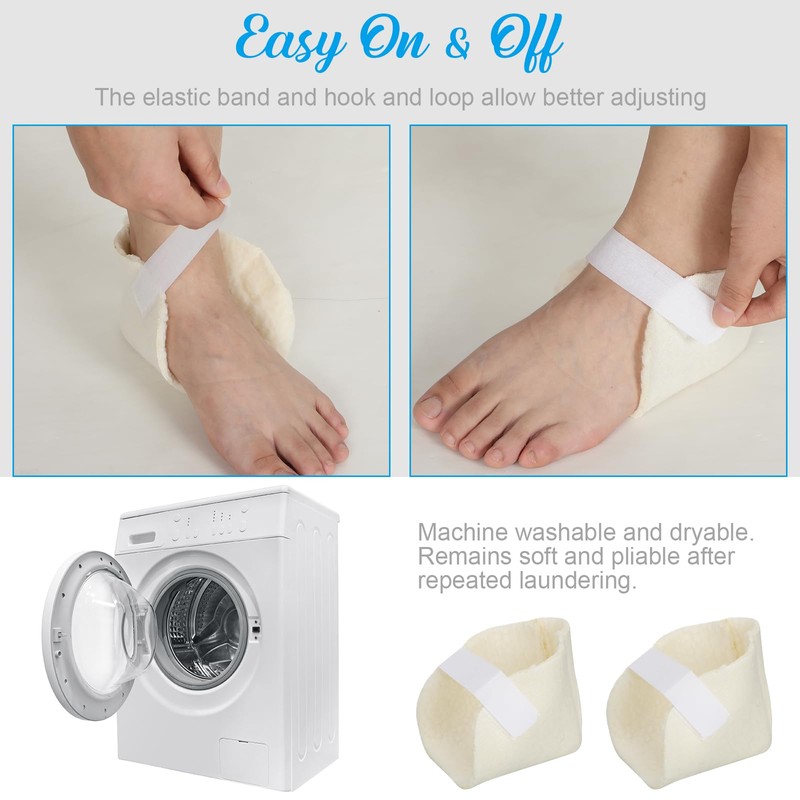 Sosation 4 Pairs Heel Protectors Sheepskin Adjustable Heel Protectors for