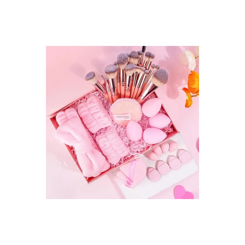 51pcs Brochas Maquillaje Profesional Esponjas Neceseres