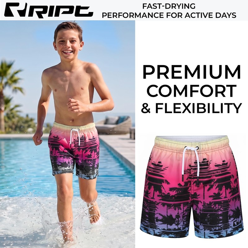 RIPT Costume Bambino Asciugatura Rapida – Boardshort con Rete Interna,