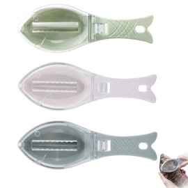 Ylinwtech Fish Skin Brushes, Pack of 3 Fish Scale Scraper, Plastic Fish Scale Scraper, with Cover, for Easier Fish Scale Skin Removal, Kitchen, Cooking Tool (Blue, White, Green)