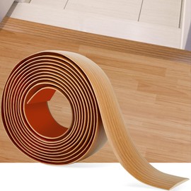5Ft Floor Transition Strip Self Adhesive Vinyl Cover Floor Strip Flat Divider Transition Strip Wood Grain Design for Laminate Floor Gaps and Doorway Transitions (5Ft x 2 Inch, Light Brown)