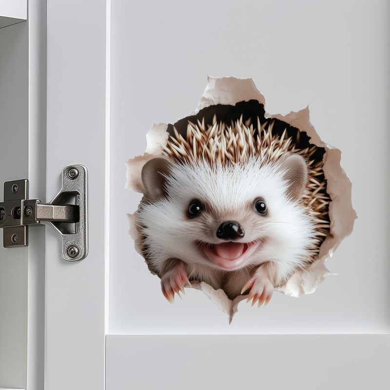 Smiling Hedgehog Wall Decal for Wall, Laptop, Multi-Surface - 3D