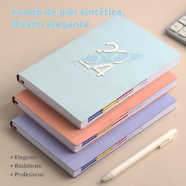 MESVIER Agenda 2024, Planificador Diario, Semanal y Mensual con Pestañas de Enero a Diciembre 2024 con Papel de Alta Calidad, Una Hoja por Día, Tamaño A5 (20.7 x 14.5 cm), Color Azul