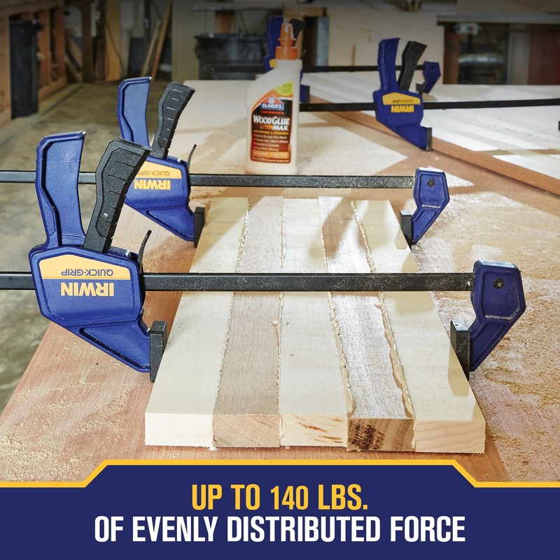 IRWIN QUICK-GRIP Clamps for Woodworking, One-Handed Bar Clamps, 6-Pack (1964749)