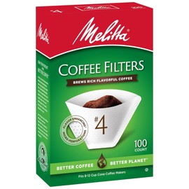 Melitta #4 Cone Coffee Filters, White, 100 Count (Pack of 6), 600 Total Filters - Packaging May Vary