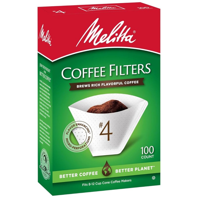 Melitta #4 Cone Coffee Filters, White, 100 Count (Pack of