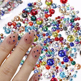 1440 Pcs Colorful Rhinestones Charms for Acrylic Nails - 3D Flatback Gems, Shiny Diamonds, Jewels - Kawaii Design for Art Decorations Supplies
