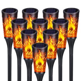 Toodour Solar Lights Outdoor, Solar Torch Lights with Flickering Flame, IP65 Waterproof Yard Lights Landscape Decoration Lighting for Outside Garden Pathway Lawn Patio Decorations (10 Pack)