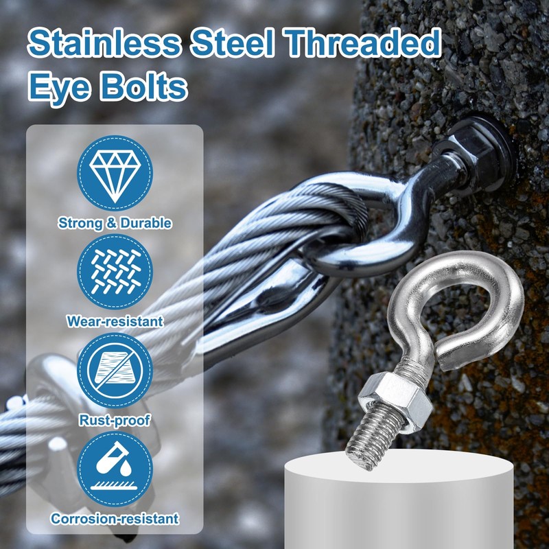 sourcing map 5 Pack Eye Bolts, M5 x 15mm 304