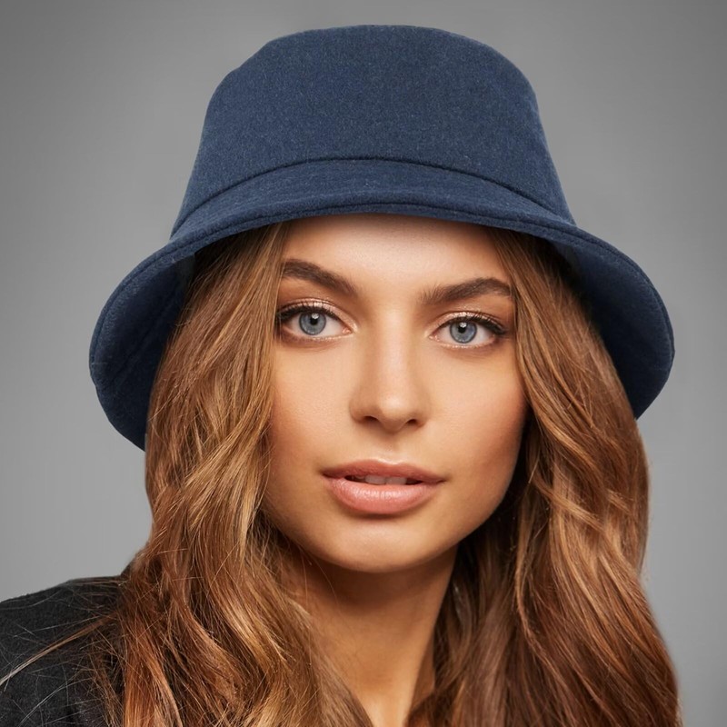 GADIEMKENSD Winter Bucket Hat Premium Wool Packable Plain Colours Unisex