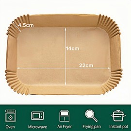 Airfryer Backpapier Eckig,Backpapier Heißluftfritteuse,Airfryer Zubehör 100PC 22x14cm Pergamentpapier Liner mit Backpinsel Antihaft Wasserdicht Ölfest für Heißluftfritteuse Ofen Mikrowelle