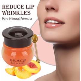 Mascarilla labial de 0,4 oz, hidratante, reparadora de líneas descoloridas, exfoliante, bálsamo para dormir de labios de melocotón