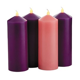 Purple and Pink Flameless LED Pillar Advent Candle Set of 4, 9 Inch