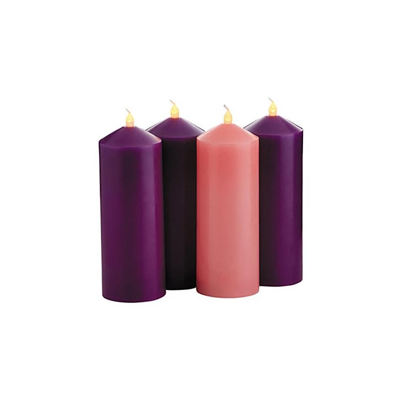 Purple and Pink Flameless LED Pillar Advent Candle Set of