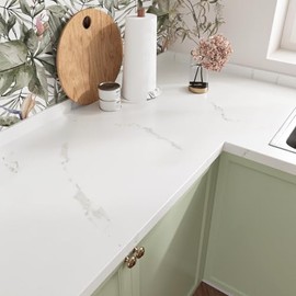 Wallercity Matte Marble Contact Paper for Countertop Peel and Stick Countertops Waterproof White Contact Paper for Cabinets Granite Wallpaper for Counter Top Vinyl Film for Backsplash 15.8''x78.7''