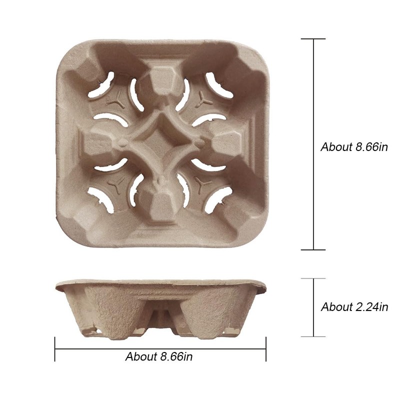 UBozeuiv Disposable Compostable Drink Carriers, 100 Pack | Paper Pulp