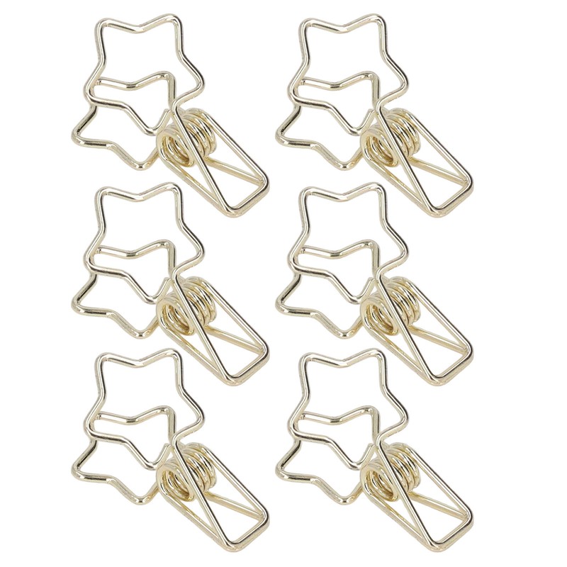 100Pcs Star Binder Clips Hollow Out Cartoon Style Strong Clamping