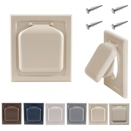 NO-PEST VENT, Exclusive Dual Door Dryer Vent Cover Outdoor 4 inch, Made in USA w Highest UV Resistant Plastic in any Outdoor Vent Cover (Tan, 4 inch W/O Duct Tube)