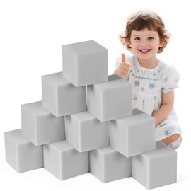 FUBOTRAD Foam Pit Blocks Foam Padding Sponge Pit Cubes Sponge Blocks for Amusement Park Gymnastics Freerunning and Parkour Courses - 24PCS 5" x 5" x 5" (Light Gray)