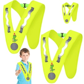 YOUYIKE YOUYIKE 2 Stck V-Form Reflektorweste Kinder, Dino Warnweste, Gelb Sicherheitsweste Mit Elastischemband Verhindern Verrutschen Gute Sichtbarkeit, fr Sport, Laufen, Fahrrad