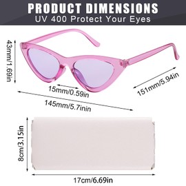 BOXOB Pack of 2 Cat Eye Sunglasses for Women, Trendy Vintage Sunglasses for Women, Retro Sunglasses Set for Party, Daily Use with 2 Sunglasses Pockets, Clear purple