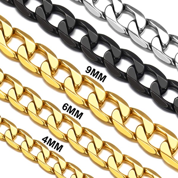 Men's, Women Gold Curb Chain Stainless Steel 26 Inches Solid