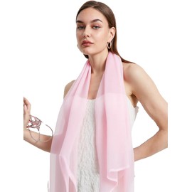 SERENITA Christmas Scarf Valentine Women Silk Feel Chiffon Soft Sheer lightweigt solid neck evening bridal head scarf