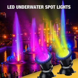 Lychee Waterproof Underwater Spot Lights,Remote Control Amphibious Change Color Submersible Lights for Garden Pond Aquarium Courtyard Swimming Pool Fountain Fish Tank (Set of 2)