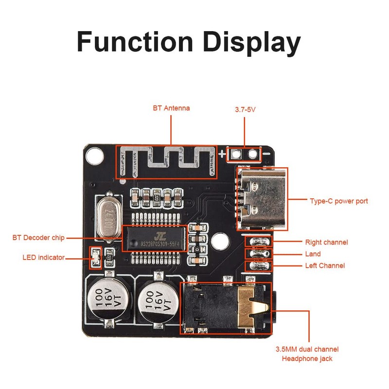 Heemol 2 Stück VHM-314 Bluetooth Receiver Board 3.7-5V 5.0 MP3