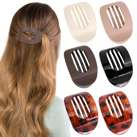 6 PCS Flat Claw Clips for Women, Curved Design, French Flat Hair Clips Comfortable Curved for Lying, Driving