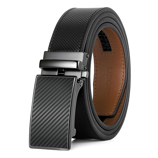 SKiporty Mens Belt,Ratchet Belts for Men Leather 1 3/8'' Adjustable