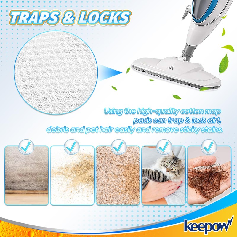 KEEPOW Steam Mop Pads Compatible with PurSteam Steam Mop Cleaner