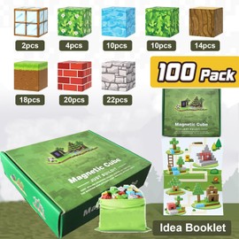 100PCS Magnetic Blocks-Build Mine Magnet World Set for Boys & Girls Age 3-5 6-8, STEM Sensory Toys for Toddlers Gifts for 3+ Years Old Girls Boys,Magnet Cubes Classroom Must Haves Construction Toys