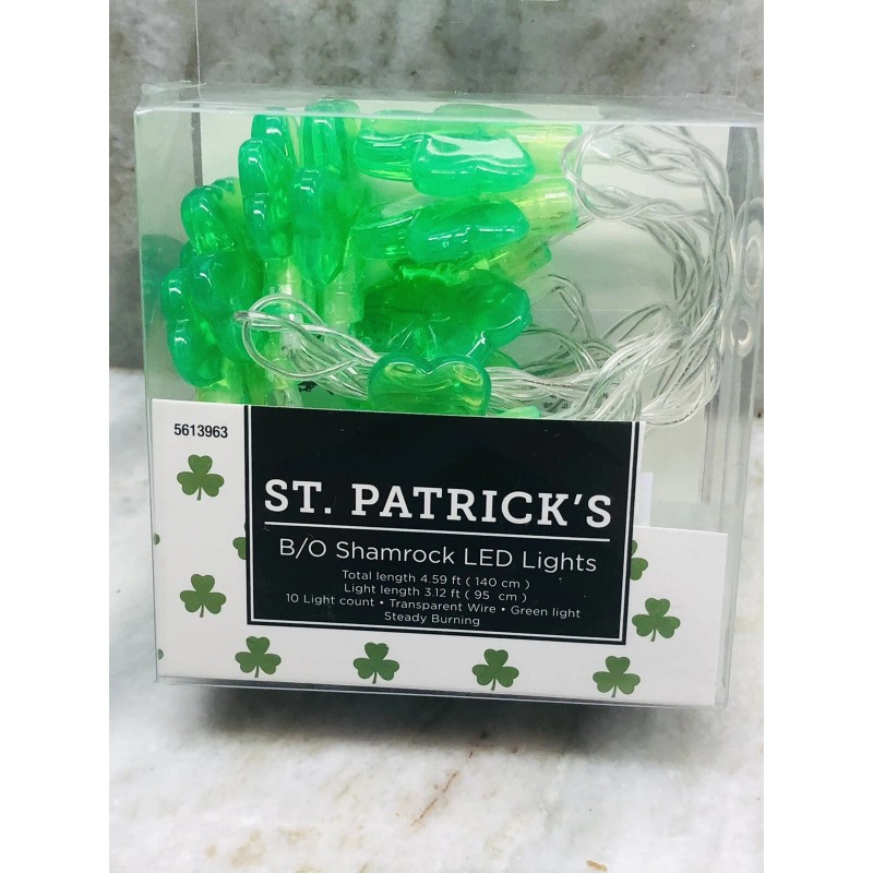 Greenbrier St. Patrick’s Shamrock Battery Operated LED Light Strings 10