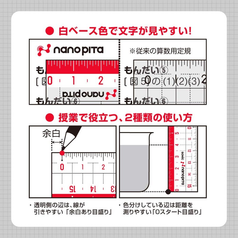 Sonic nanopita Girl Straight Ruler 15 cm Reversible
