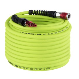 Flexzilla Pro Air Hose with ColorConnex Industrial Type D Coupler and Plug, 1/4 in. x 100 ft. - HFZP14100YW2-D