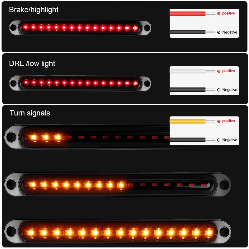 2X LED RV Trailer Truck Stop Flowing Turn Signal Brake