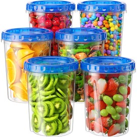 BiuLeon 6 Pack-34oz Freezer Storage Containers, Plastic Food Storage Containers with Twist Top Lids, BPA Free and Reusable Soup Containers with Lid, Microwave and Dishwasher Safe