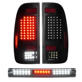 LED Tail Lights & Third 3rd Brake Light Fit for Ford F150 1997-2003, Fit for Ford F150 2004 Heritage,Black Housing Smoke Lens