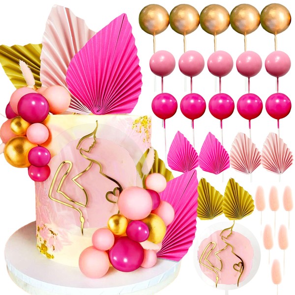 JeVenis - 27 piezas de decoración de pastel de baby shower color rosa, decoración de pastel de Oh bebé, decoración de pastel de revelación de género, suministros de fiesta para baby shower