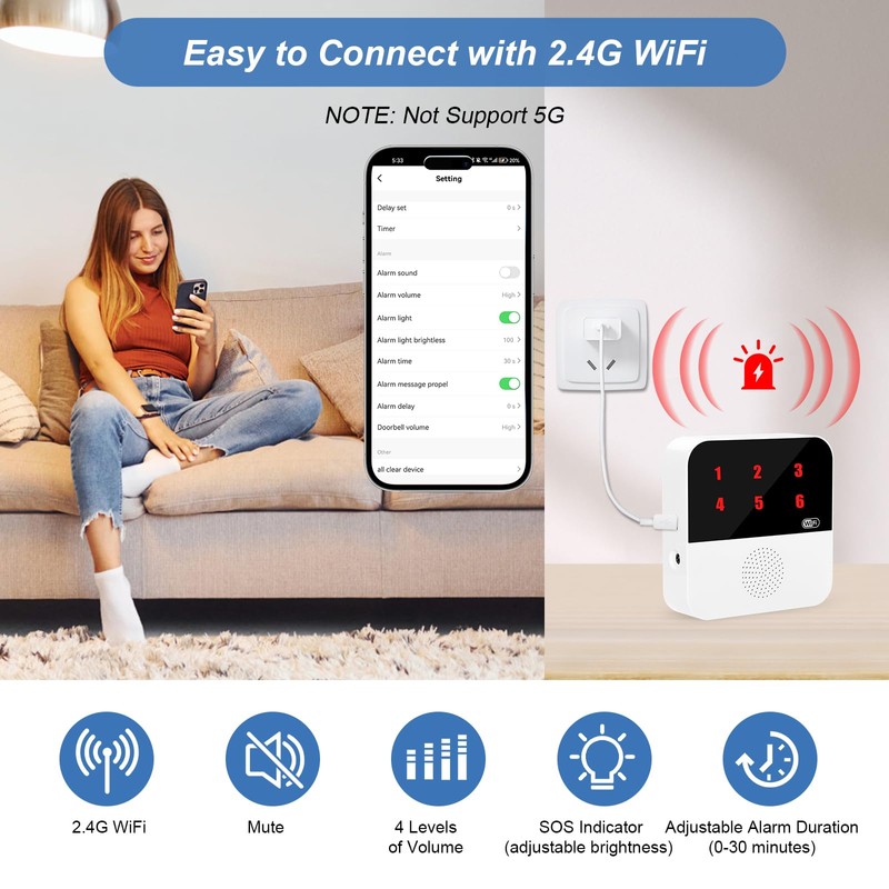 WiFi Caregiver Pager System Life Alert Systems for Seniors No