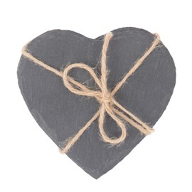 Red Hamper SL002 Drinks Heart-Shaped Slate Coaster Set 4, Wicker