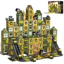 GobiDex 100PCS Army Magnetic Tiles Building Set for Kids, STEM Military Magnetic Building Blocks with 6 Magnetic Army Men, Educational Construction Toys Gift for Boys Girls 3 4 5 6 7 8 9+ Year Old