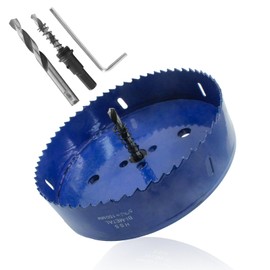 Luomorgo 150mm/5 7/8 inch Hole Saw, 1 1/4 inch Cutting Depth HSS Bi-Metal Hole Cutter for Wood Cornhole Boards Plastic Drywall & Metal Sheet