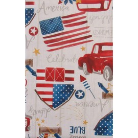 Patriotic Country Celebration Vinyl Flannel Back Tablecloth (52" x 90" Oblong)