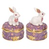 Rabbit Trinket Box Vintage Metal Enamel Antique Floral Engraving Pattern